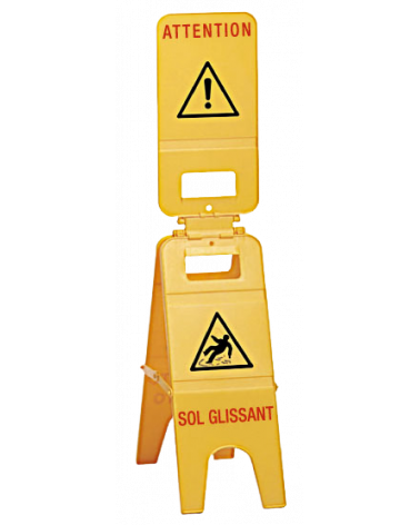 Panneau de signalisation 2 parties "ATTENTION SOL GLISSANT"