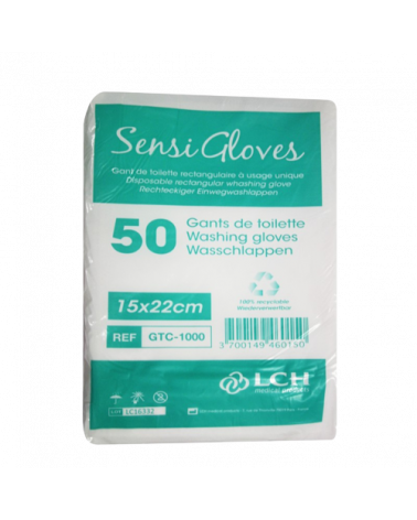 Gant de toilette rectangulaire à usage unique Sensigloves